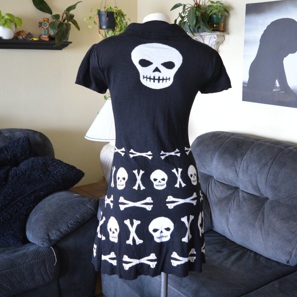 Banned Keyhole Knit Short Sleeve Sweater Dress Collar Mini Winter Halloween - Picture 4 of 8